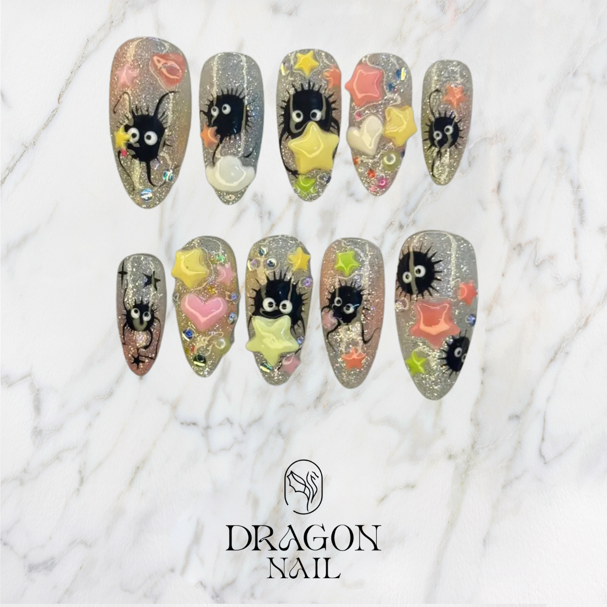 Starry Dream Glitter Charm Cute Press On Nails
