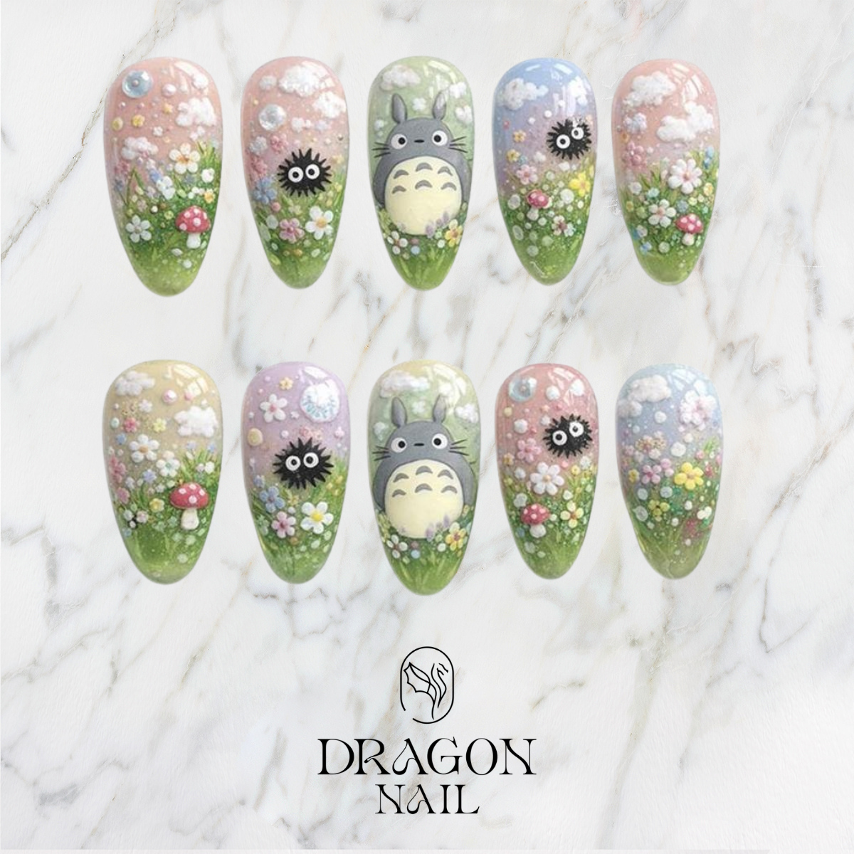 Kawaii Forest Totoro Press On Nails