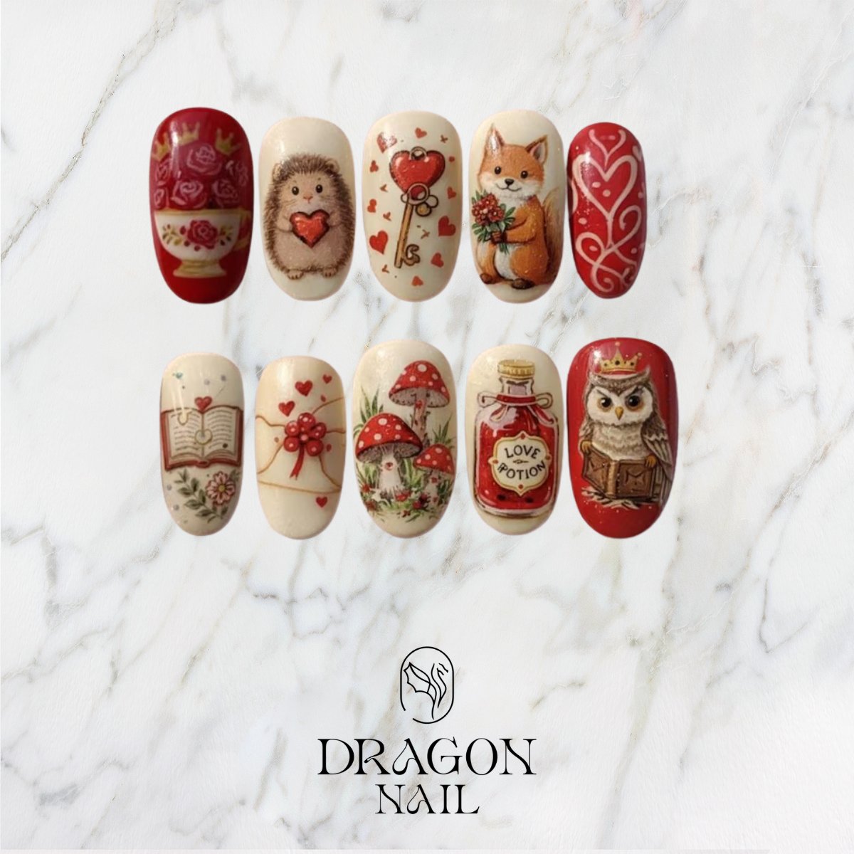 Vintage Storybook Whimsy Forest Romance Press On Nails
