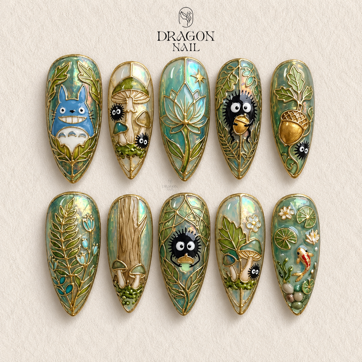 Enchanted Woodland Stained Glass Press On Nails