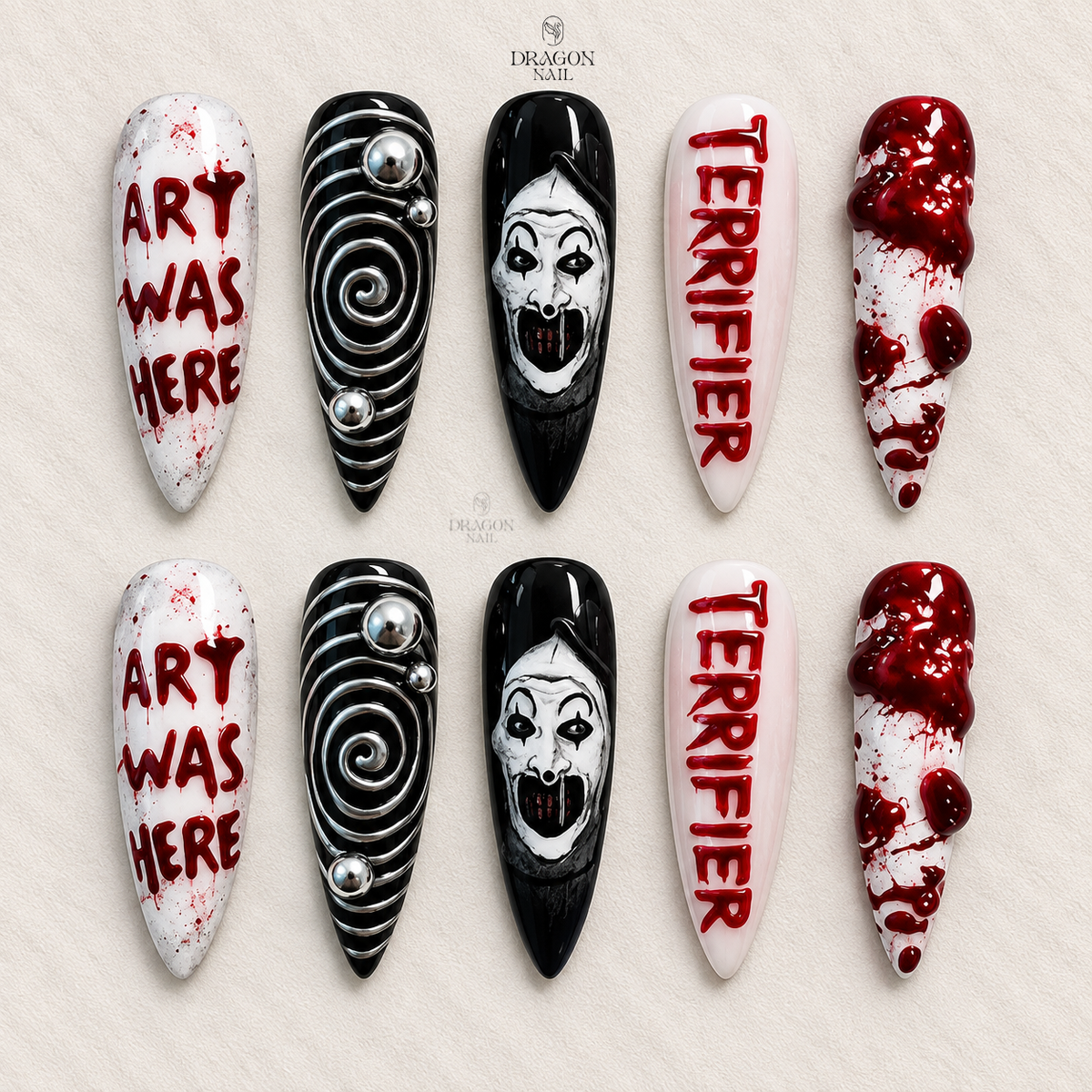 Bloody Clown Mask Horror Press On Nails