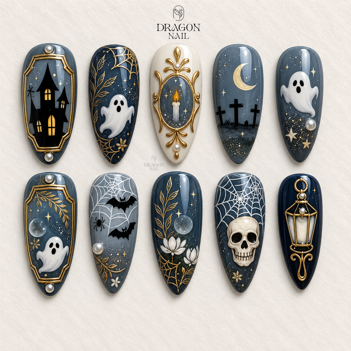 Midnight Haunted House Ghost Story Press On Nails