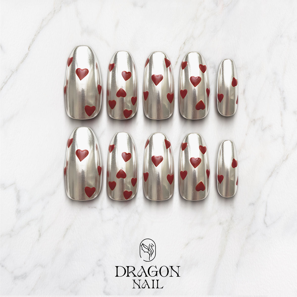 Chrome Valentine Metallic Silver Heart Design