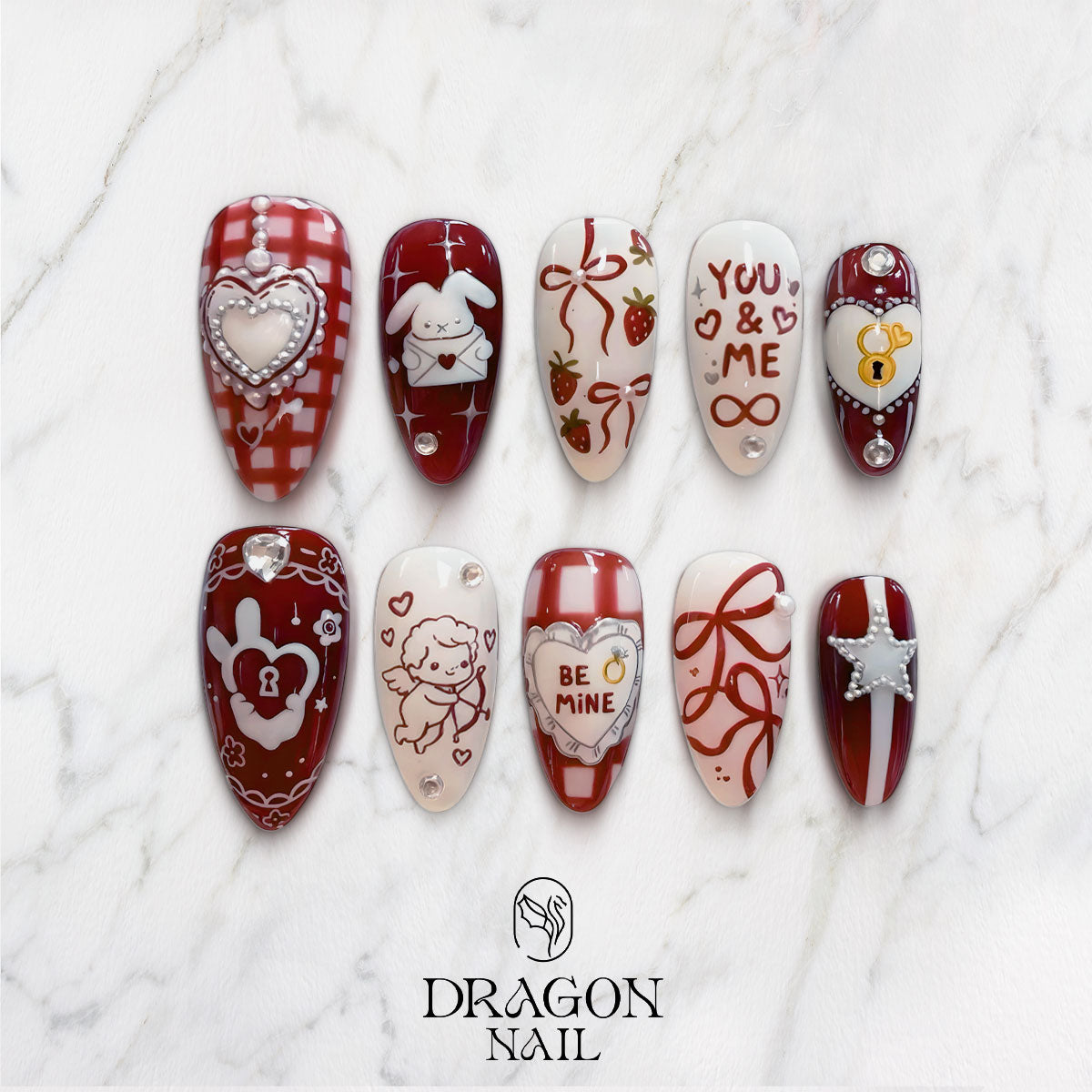 Valentine Cupid Nails Red Coquette Love