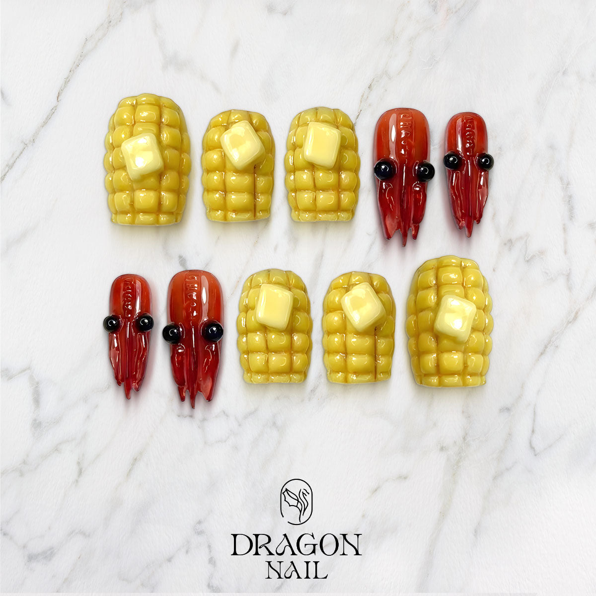 Corn & Crawfish Press On Nails