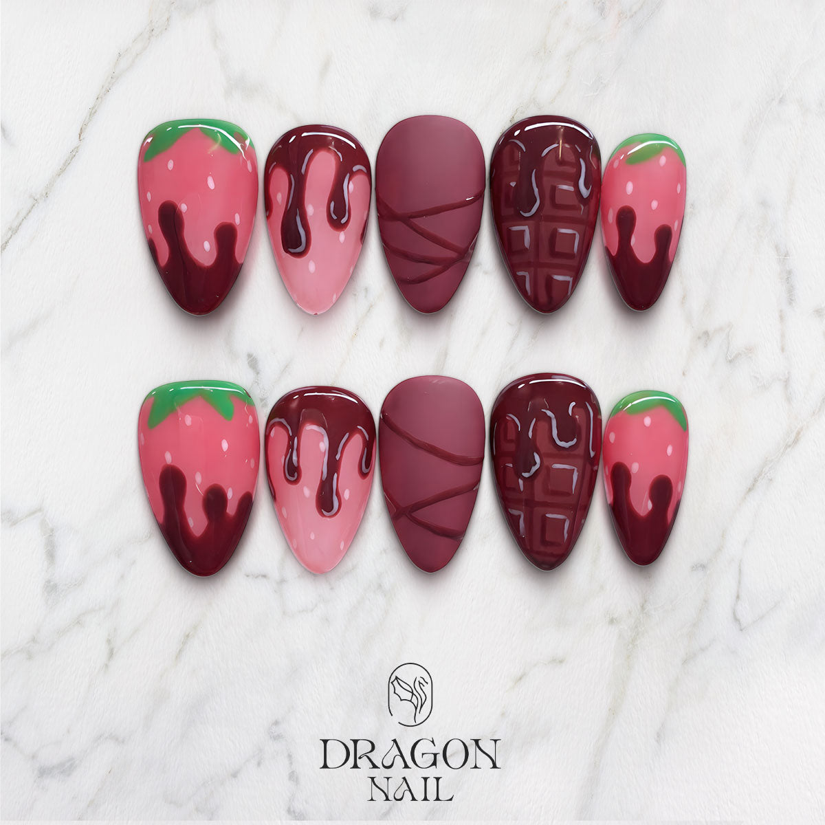 Chocolate Strawberry Valentine Nails