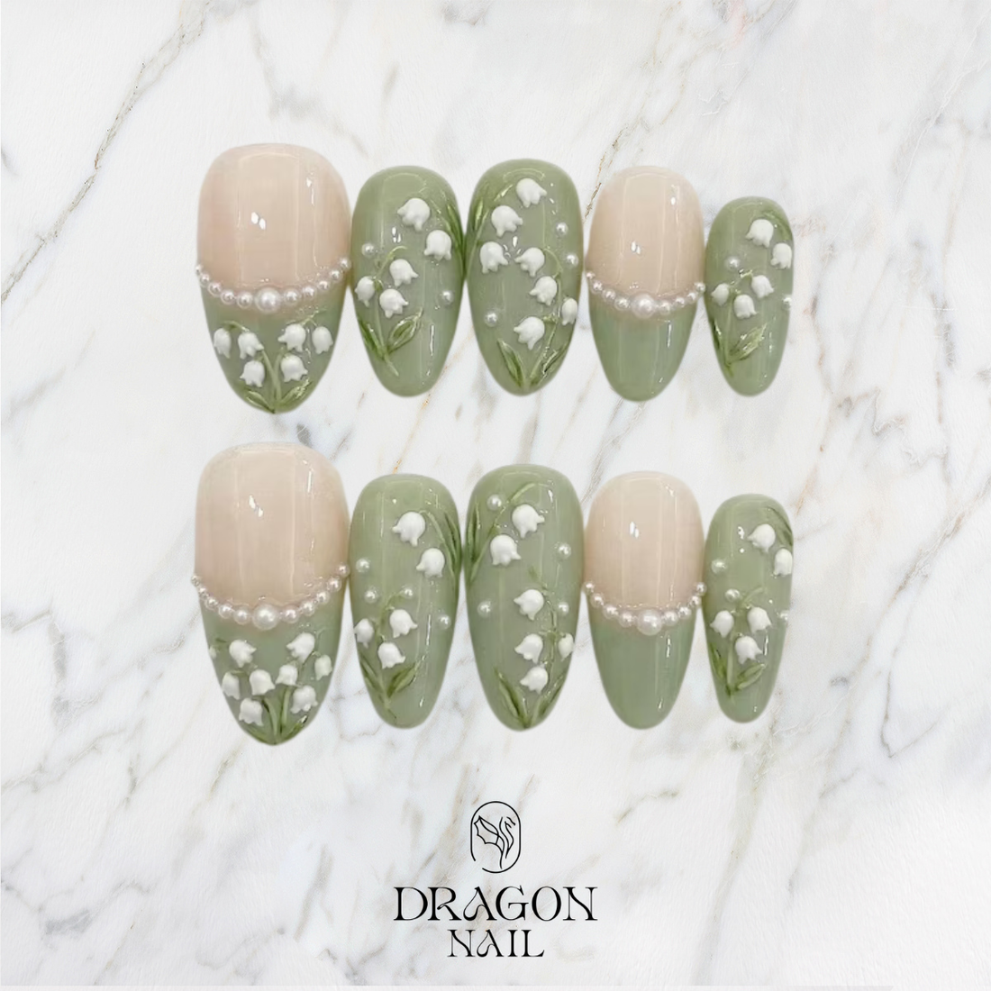 Elegant Pearl French Tip Floral Press On Nails