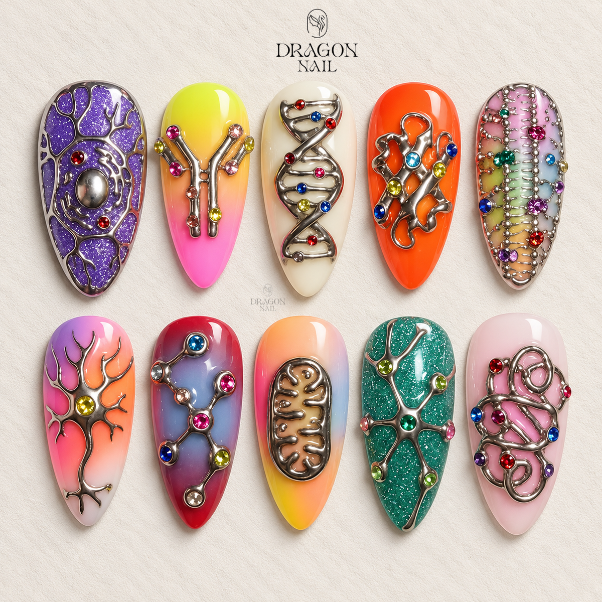 3D Scientific DNA Molecular Art Press On Nails