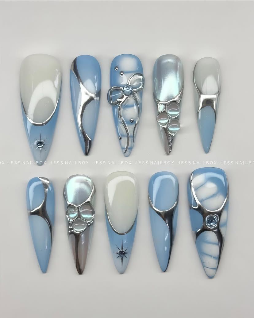 Romantic Coquette Lace Bow Heart Soft Pink Press On Nails