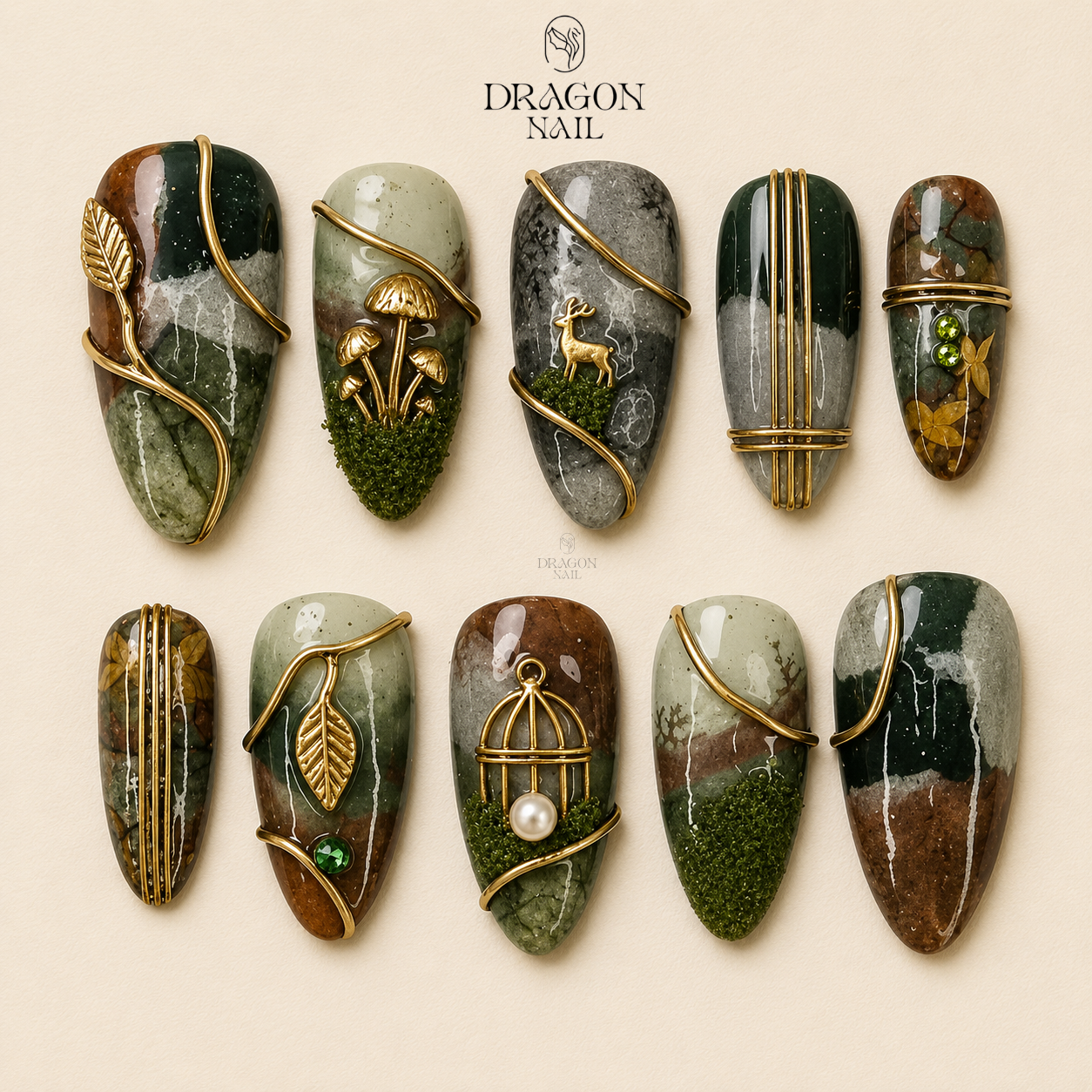 Enchanted Forest Botanical Nature Press On Nails