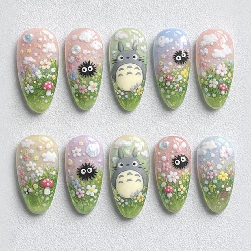 Black Red Flame Skull Edgy Glossy Press On Nails