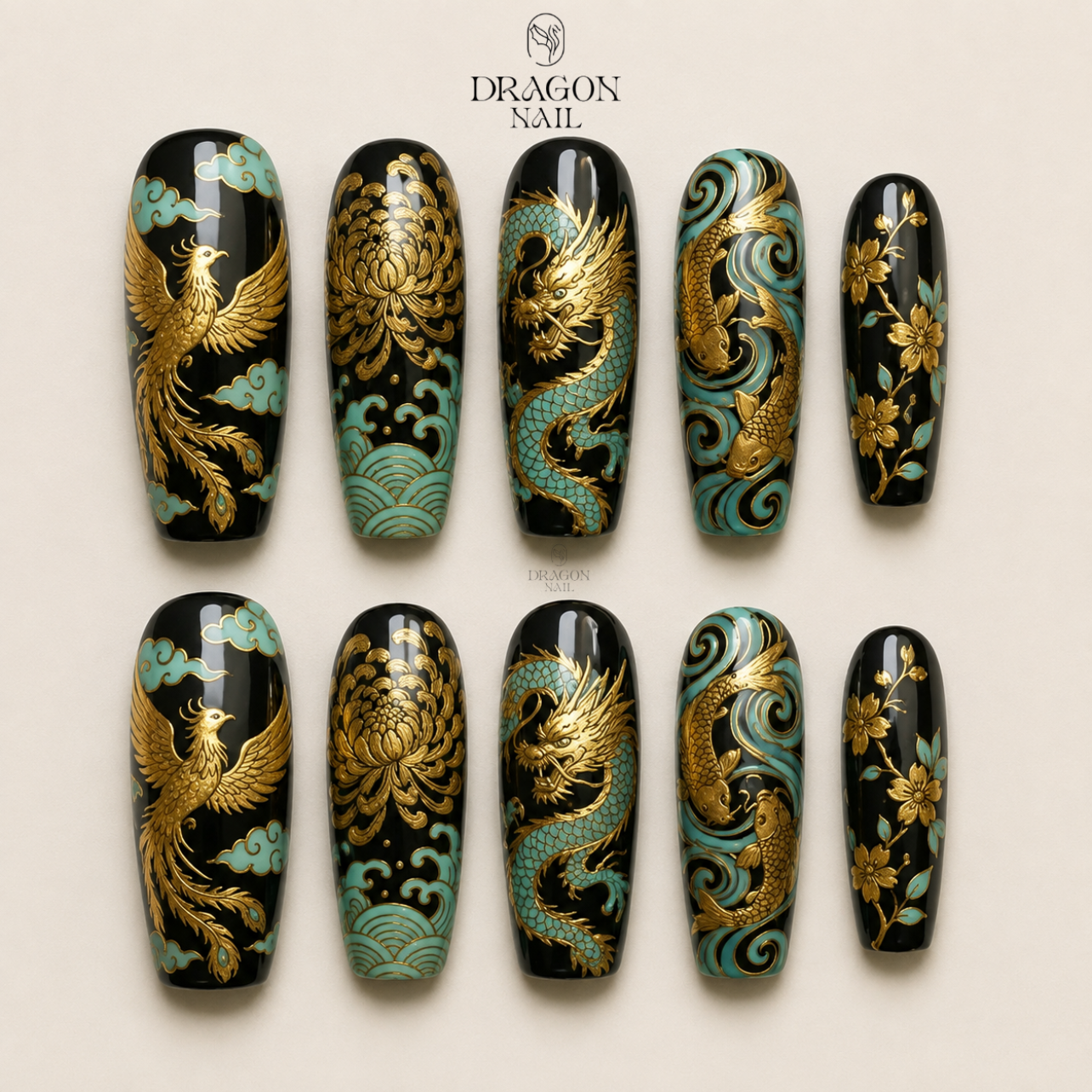 Dark Metallic Gothic Flame Edge Press On Nails