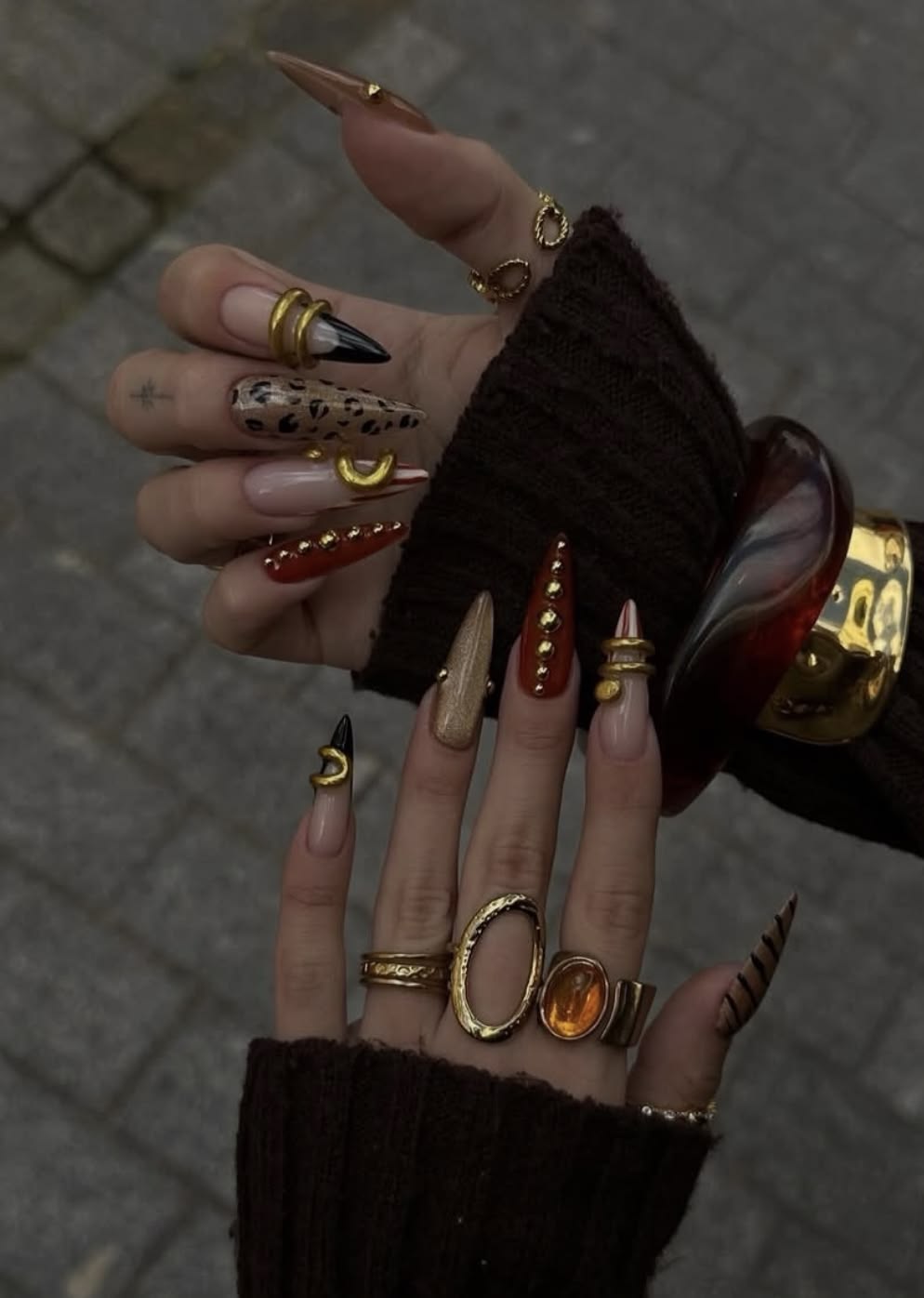 Bohemian Safari Gold Charm Press On Nails