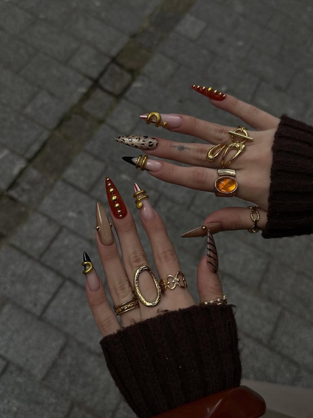 Bohemian Safari Gold Charm Press On Nails
