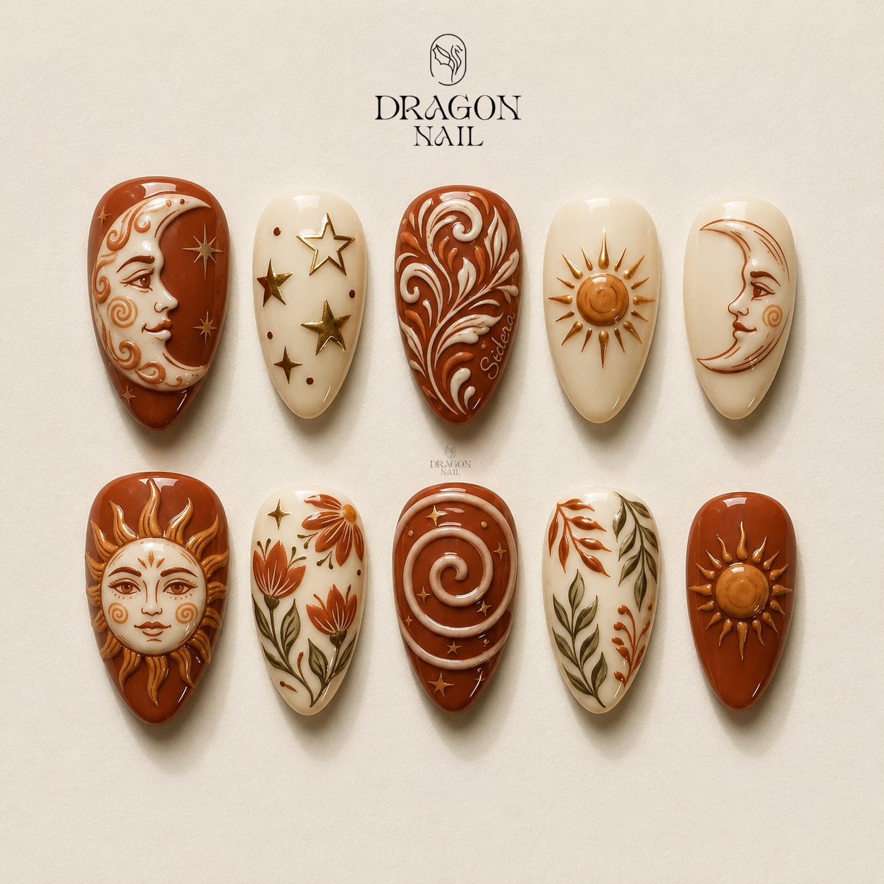 Mystical Sun Moon Celestial Art Press On Nails