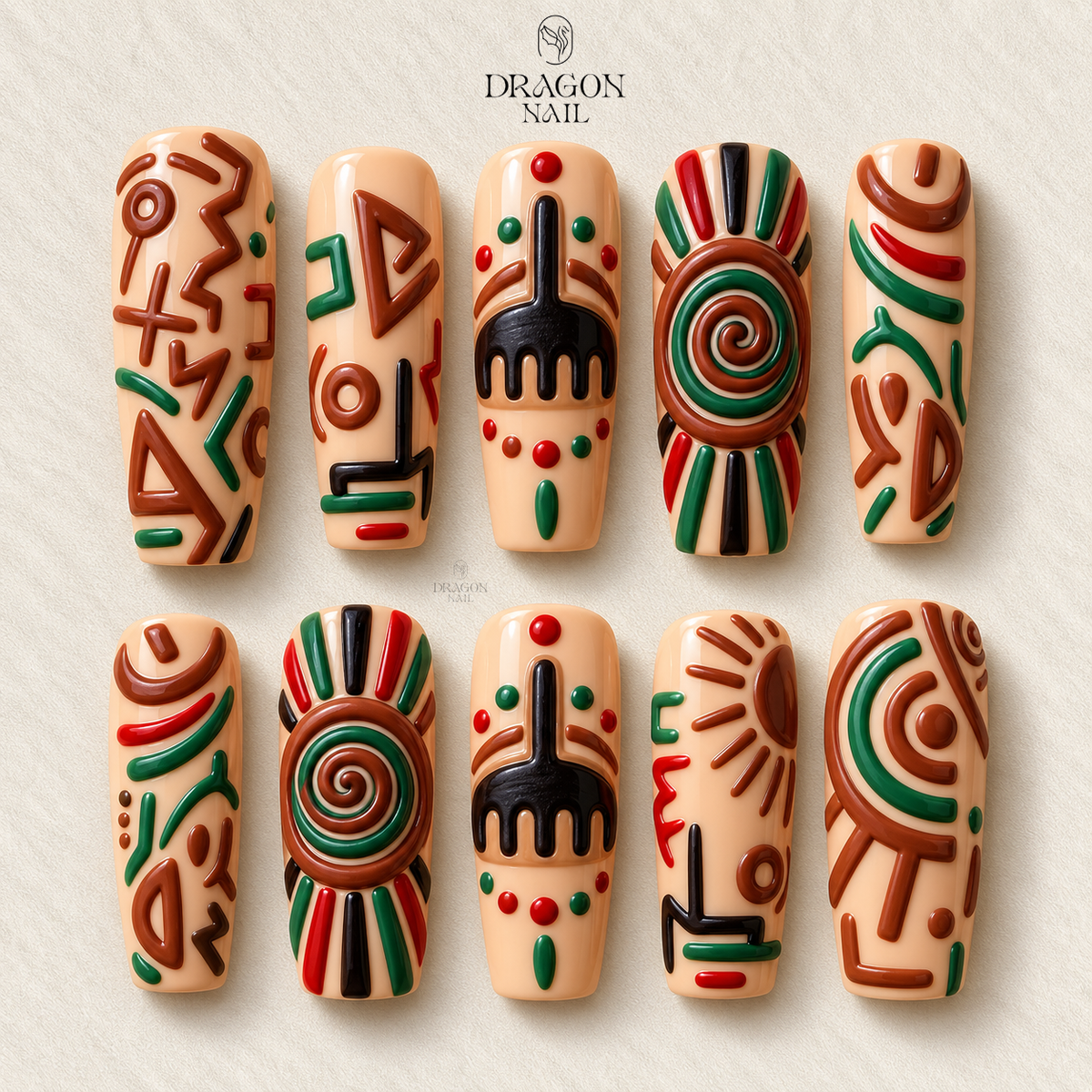 Abstract Heritage Art Press On Nails