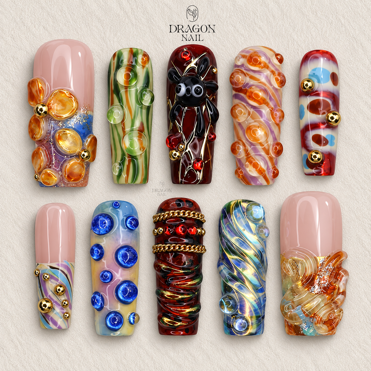 Abstract Modern Luxury Statement Press On Nails