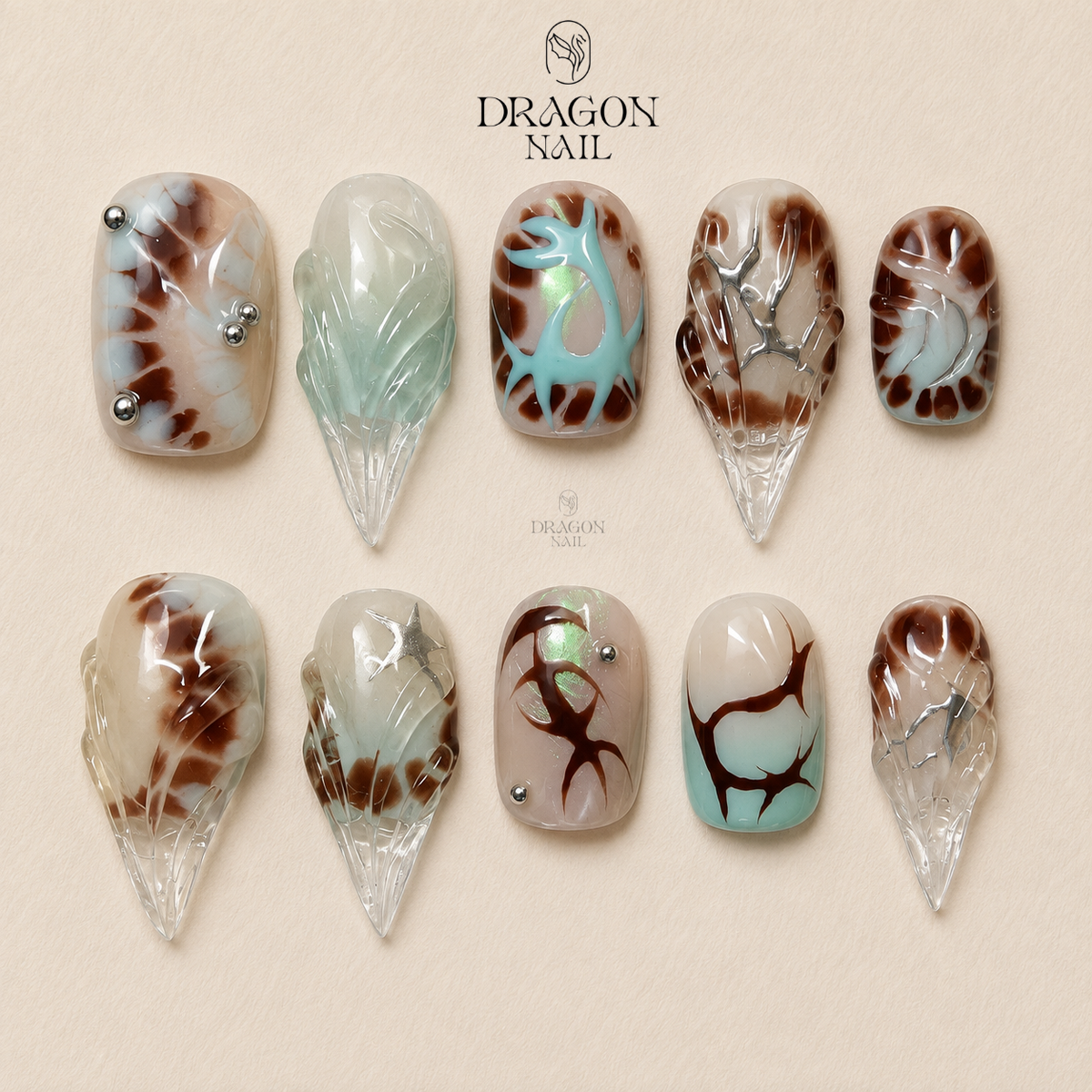 Abstract Sculptural Claw Avant Garde Press On Nails