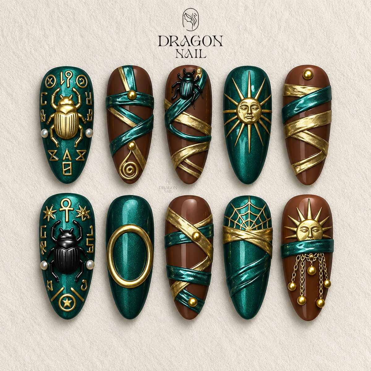 Ancient Mummy Wrap Dark Ritual 3D Press On Nails