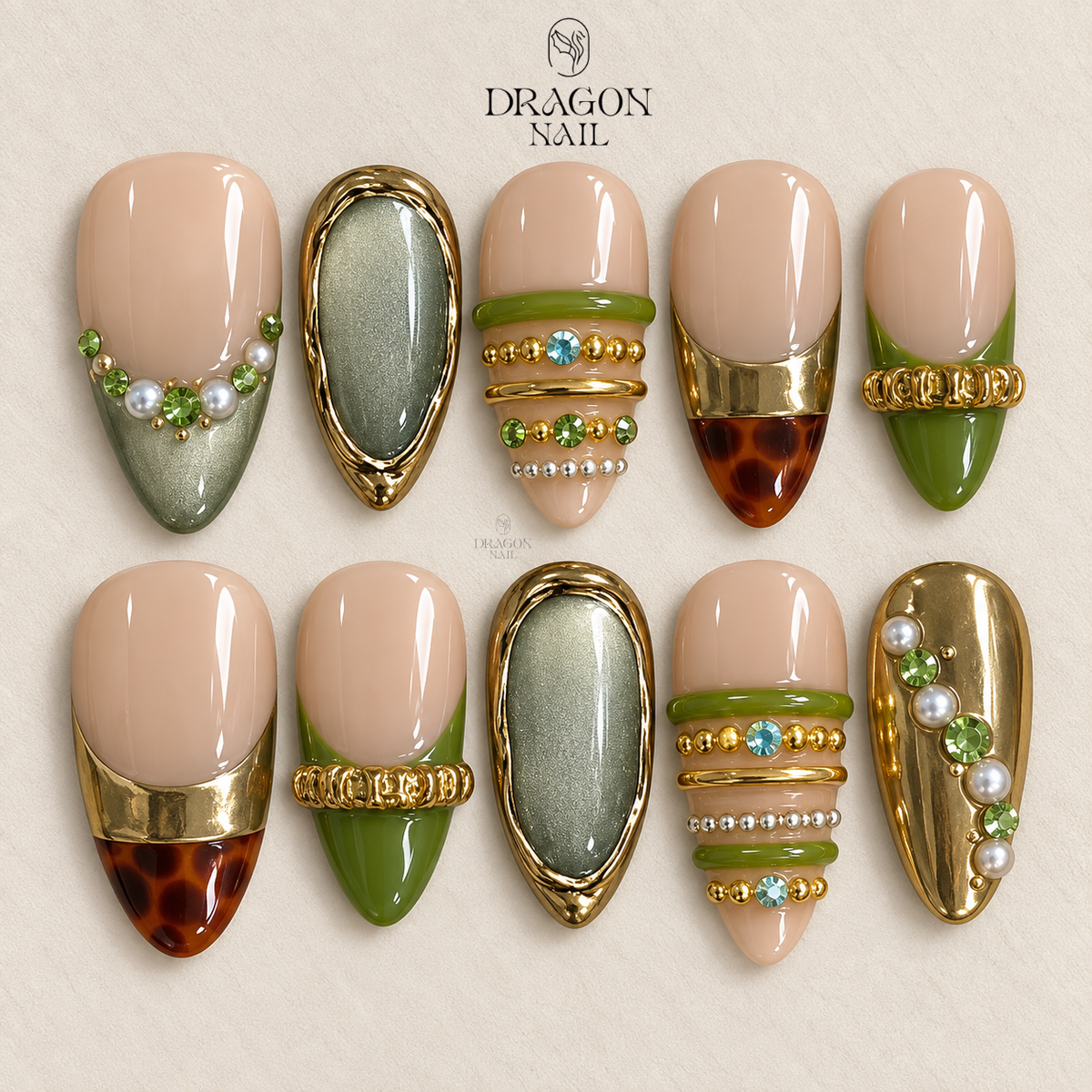 Ancient Egyptian Gold Jewelry Inspired Ornate Press On Nails