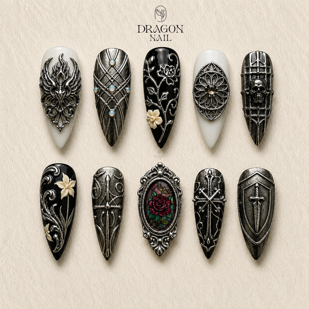 Antique Victorian Gothic Press On Nails