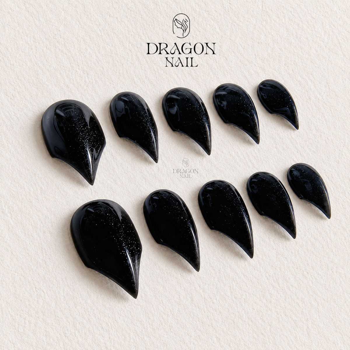 Black Sharp Anime Claw Press On Nails