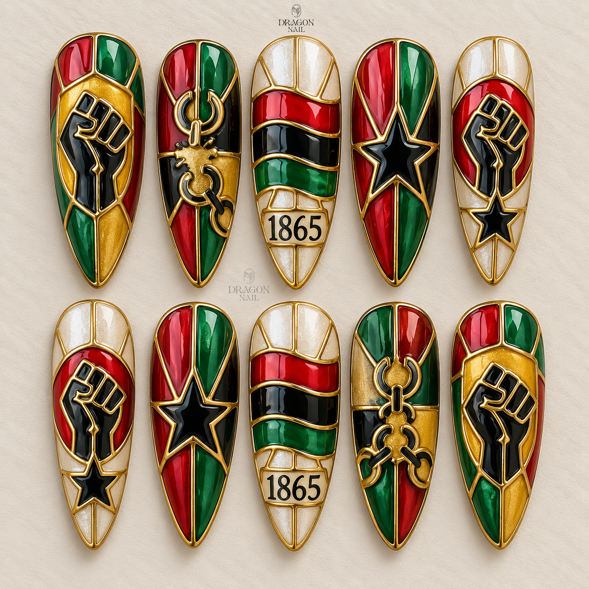 Bold Heritage Stained Glass Press On Nails
