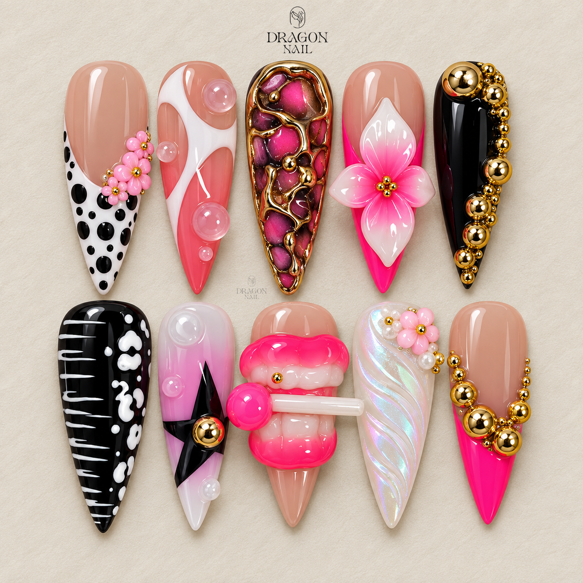 Bold Y2K Glam Statement Press On Nails