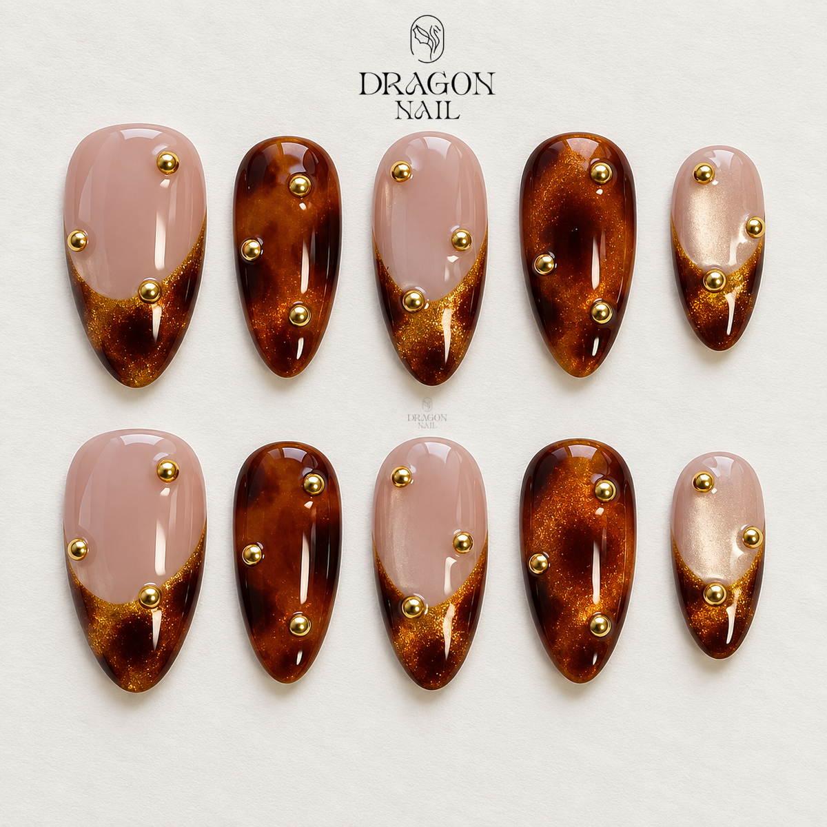 Brown Tortoise Leopard Cat Eye Luxury Press On Nails