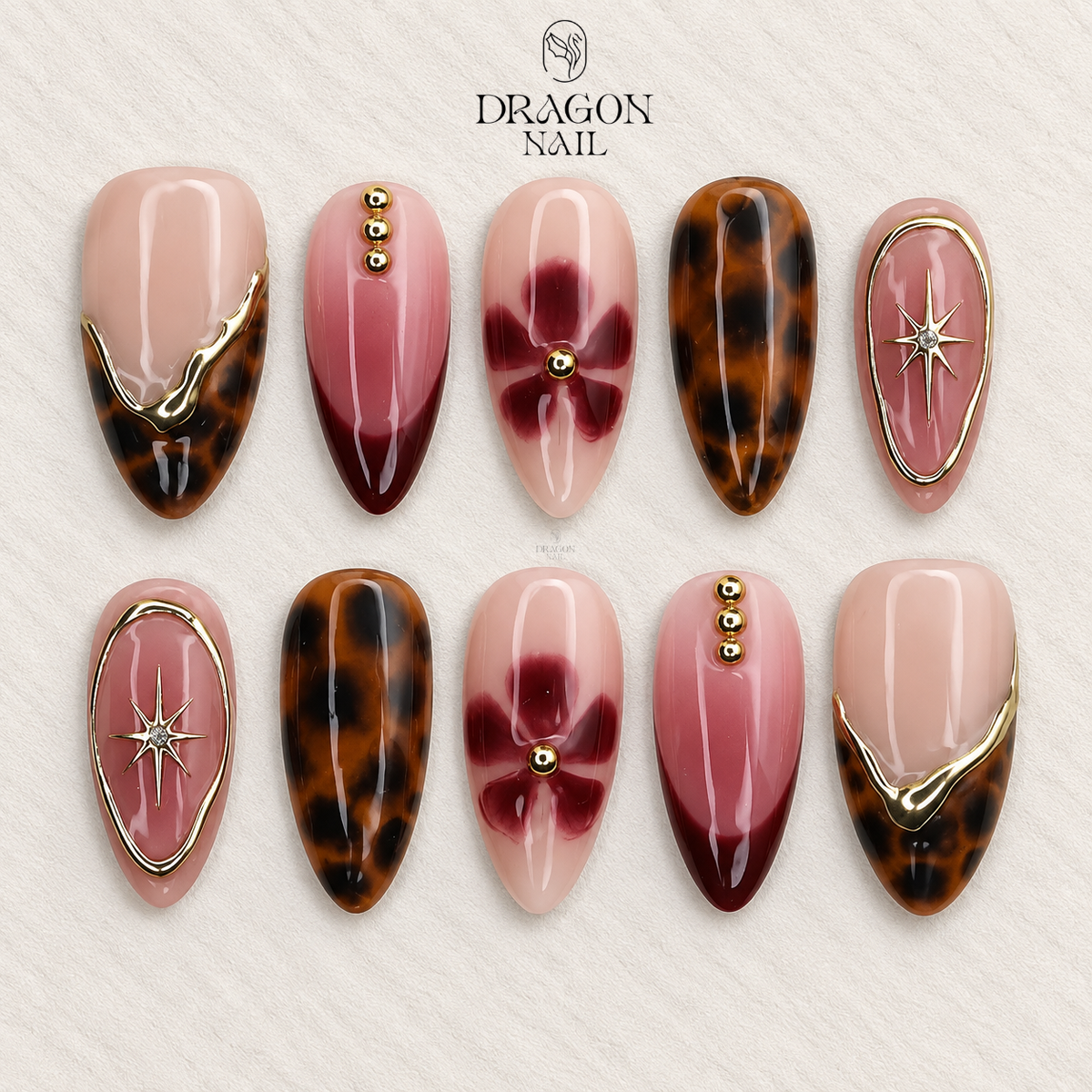 Burgundy Tortoiseshell Luxe Press On Nails