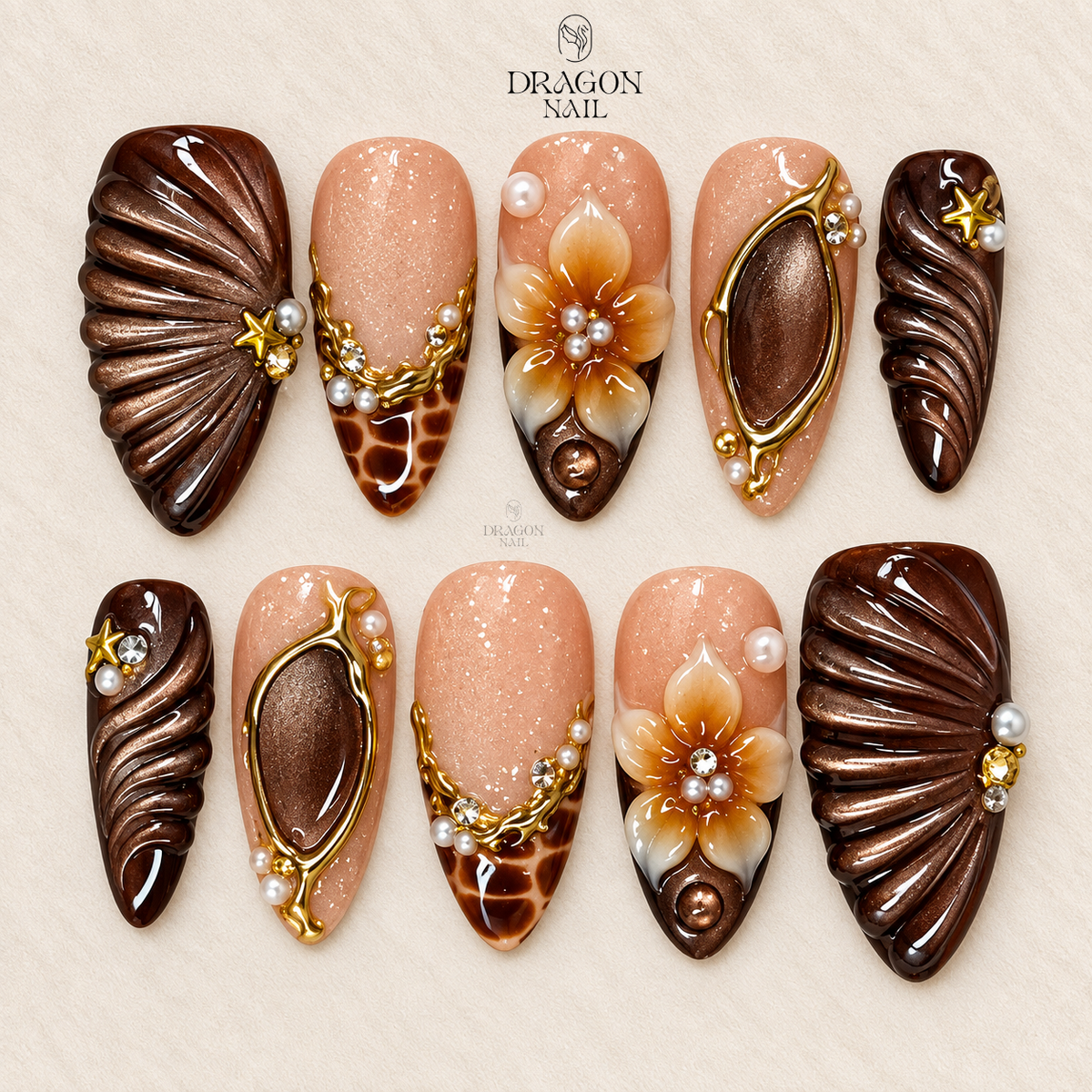 Chocolate Shell Elegance Press On Nails