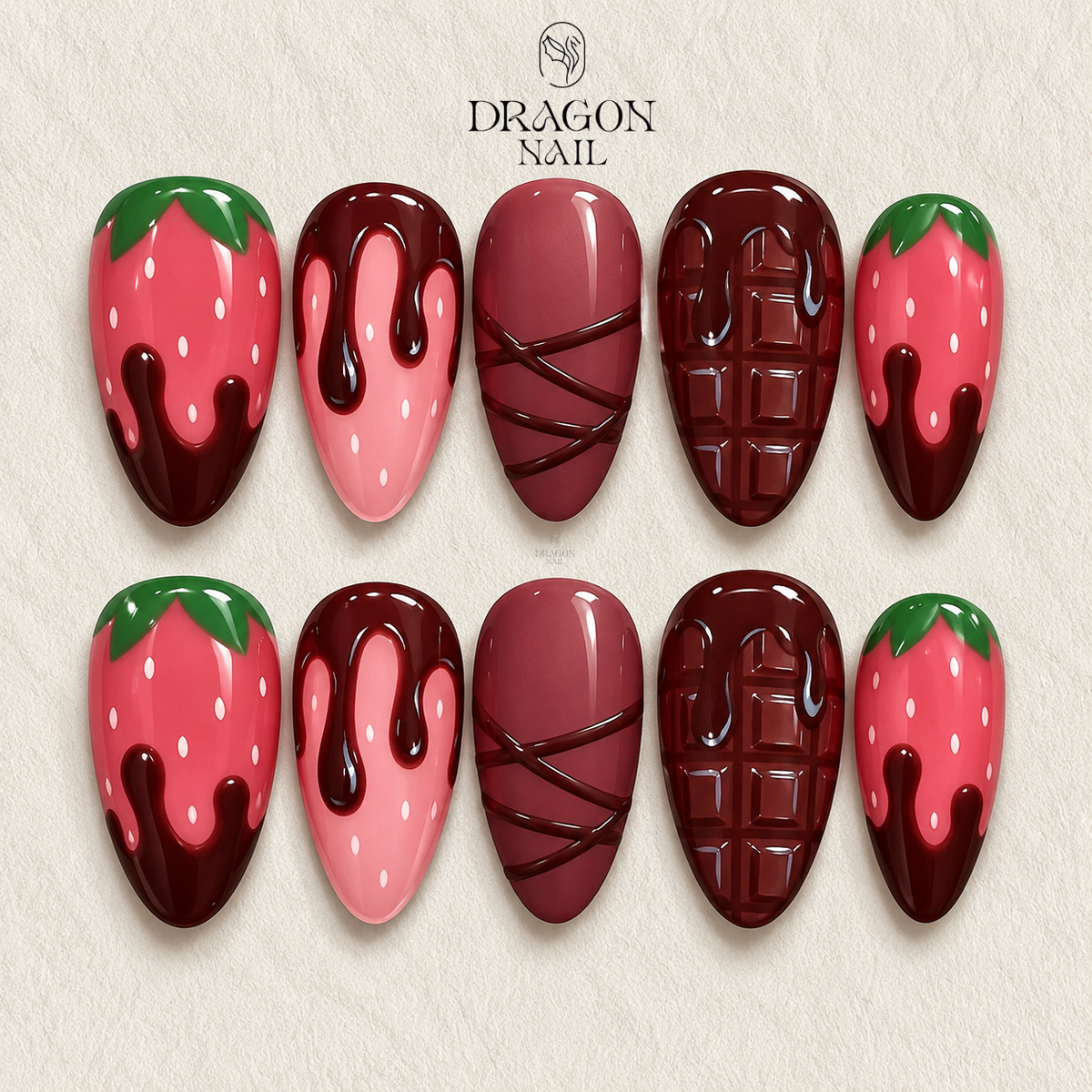 Chocolate Strawberry Valentine Nails