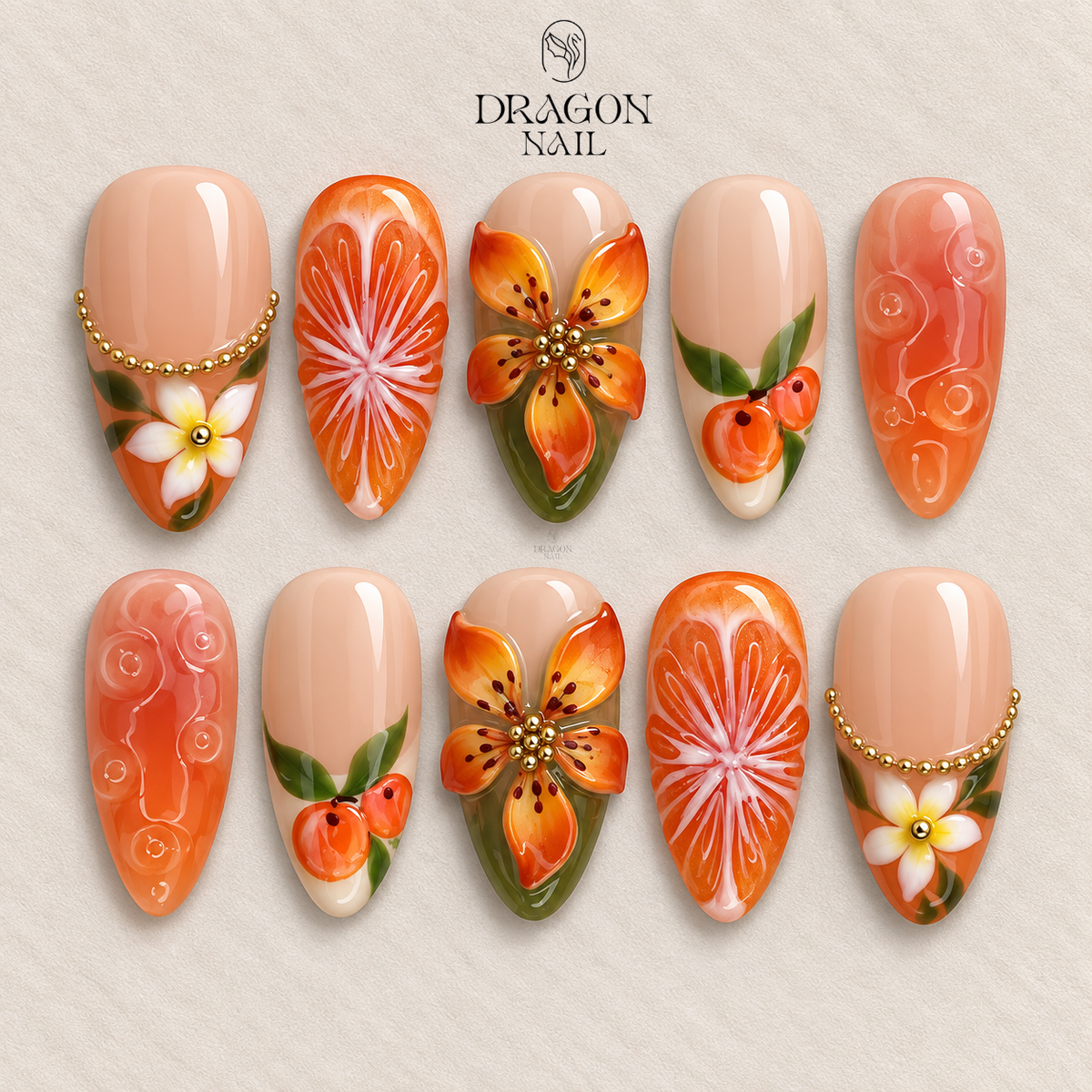Citrus Summer Paradise Press On Nails