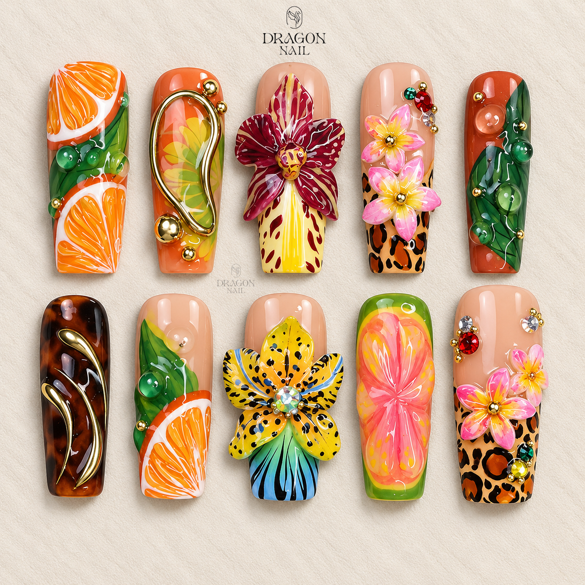 Citrus Summer Wild Press On Nails