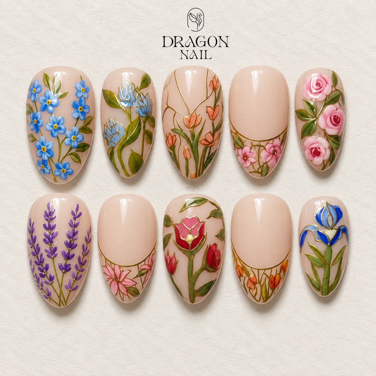 Classic Vintage Floral Garden Elegant Press On Nails