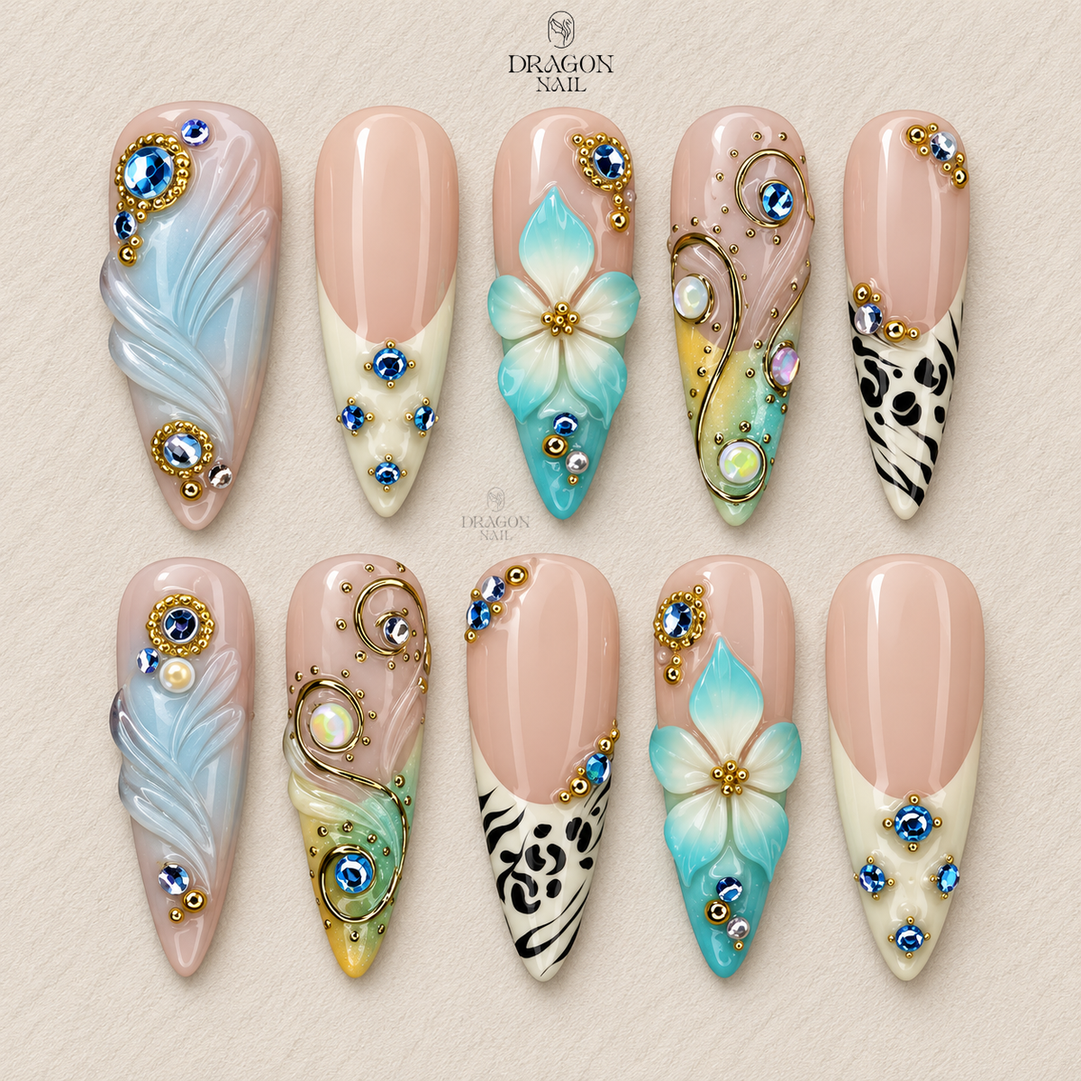 Coastal Seaside Luxury Press On Nails