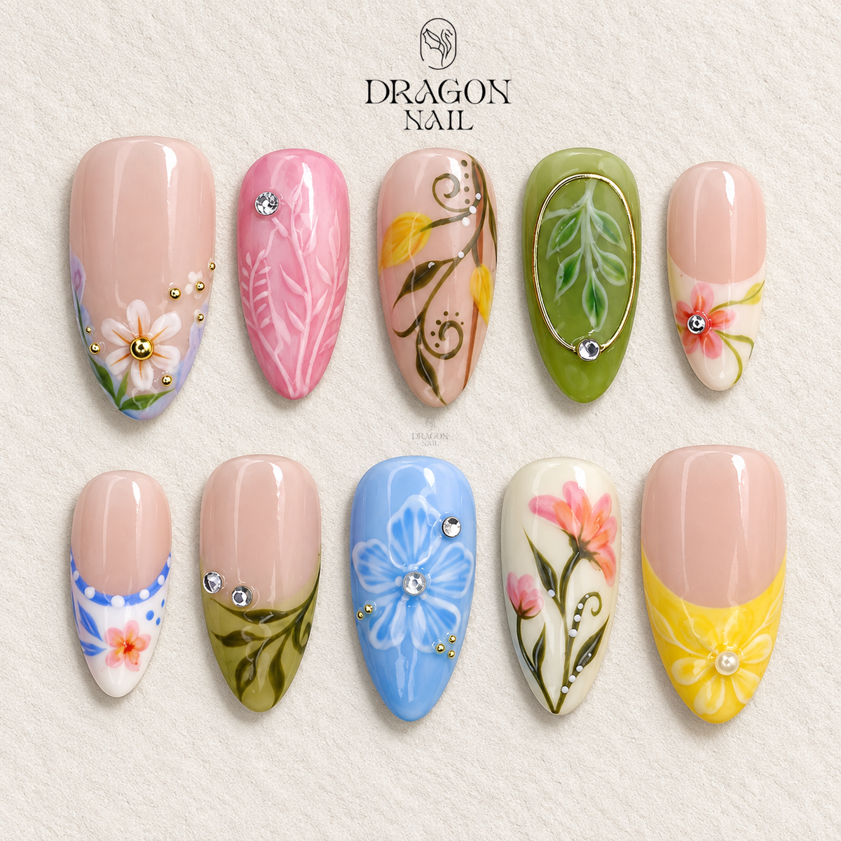 Colorful Botanical Bloom Press On Nails