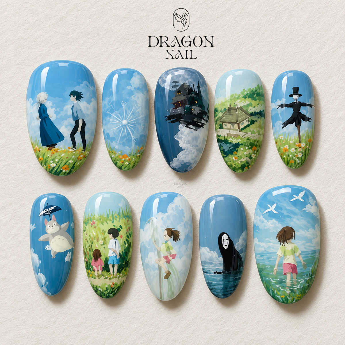 Colorful Spirited Away Press On Nails