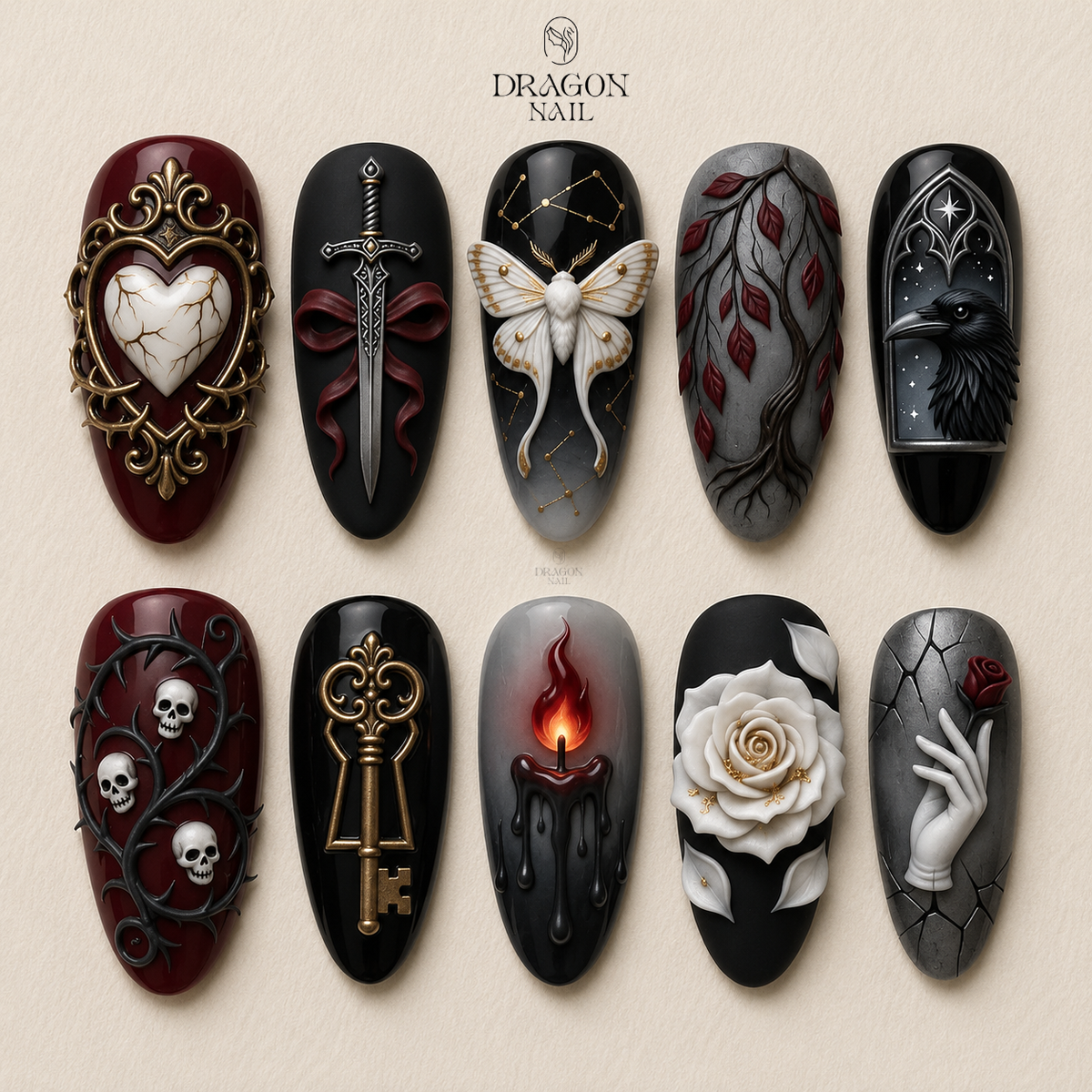 Crimson Noir Luxury Press On Nails