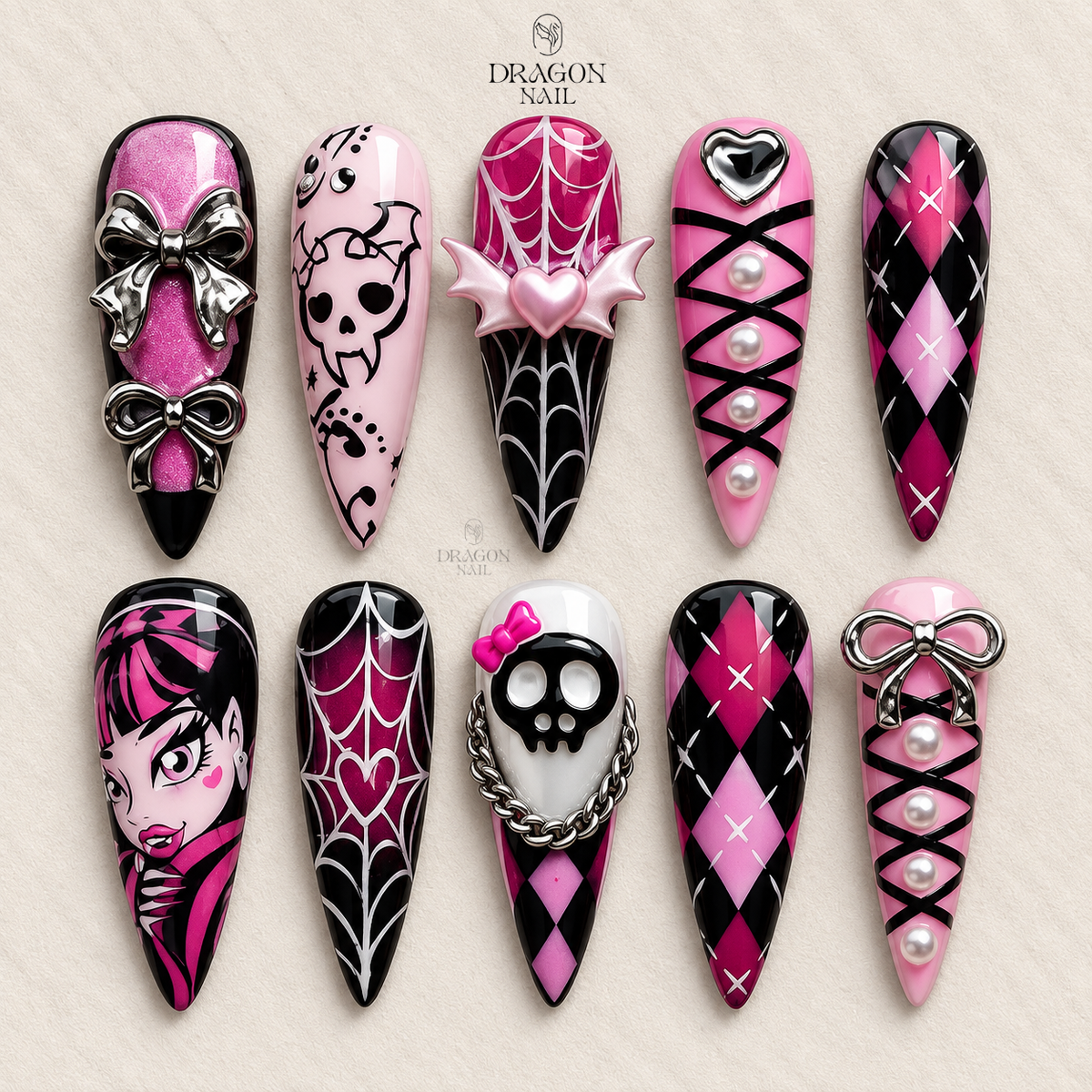 Cute Gothic Kawaii Charm Press On Nails