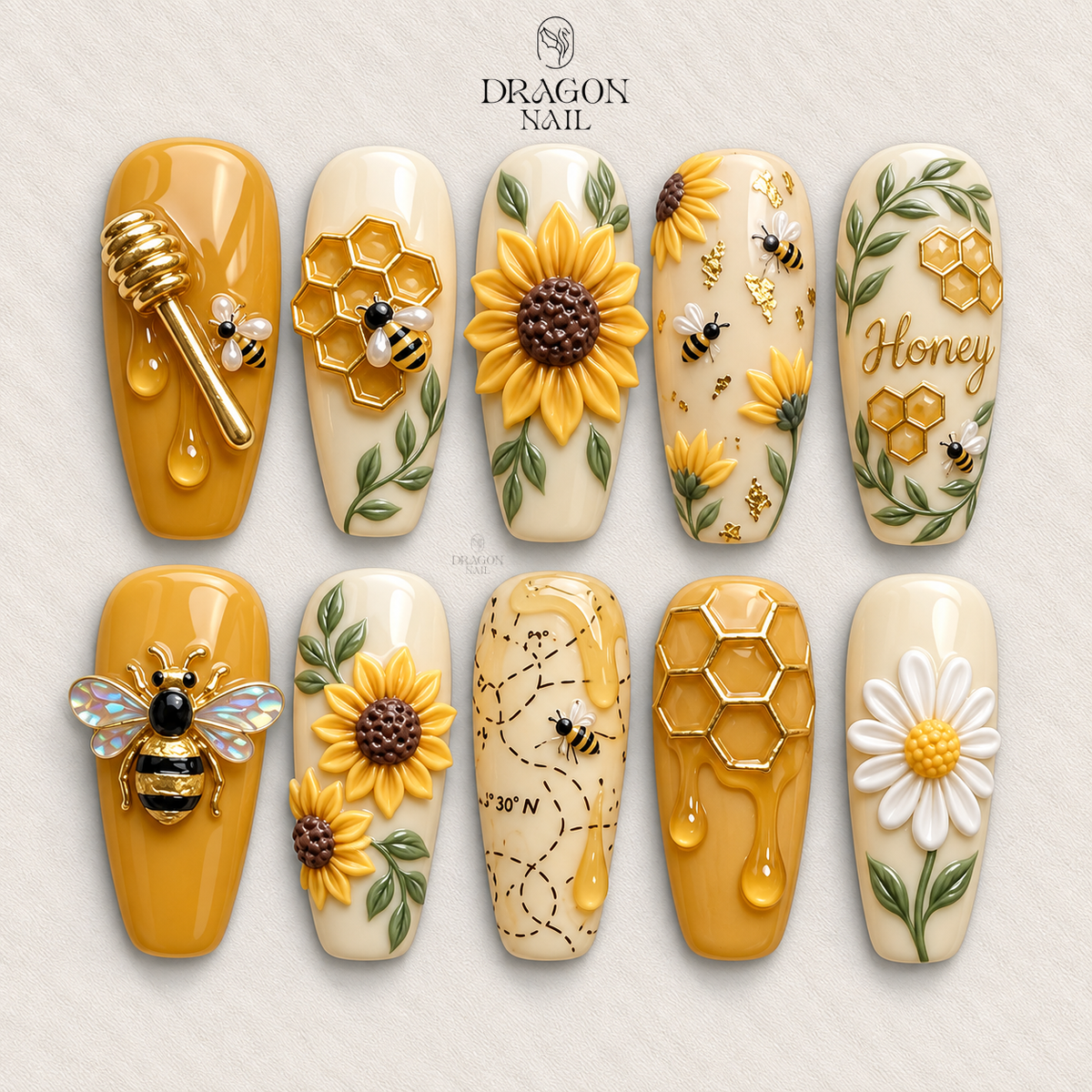 Cute Honeybee Garden Cottagecore Press On Nails