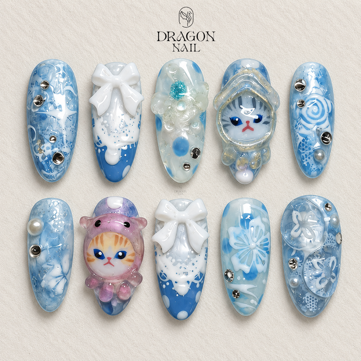 Cute Playful Kitty Press On Nails