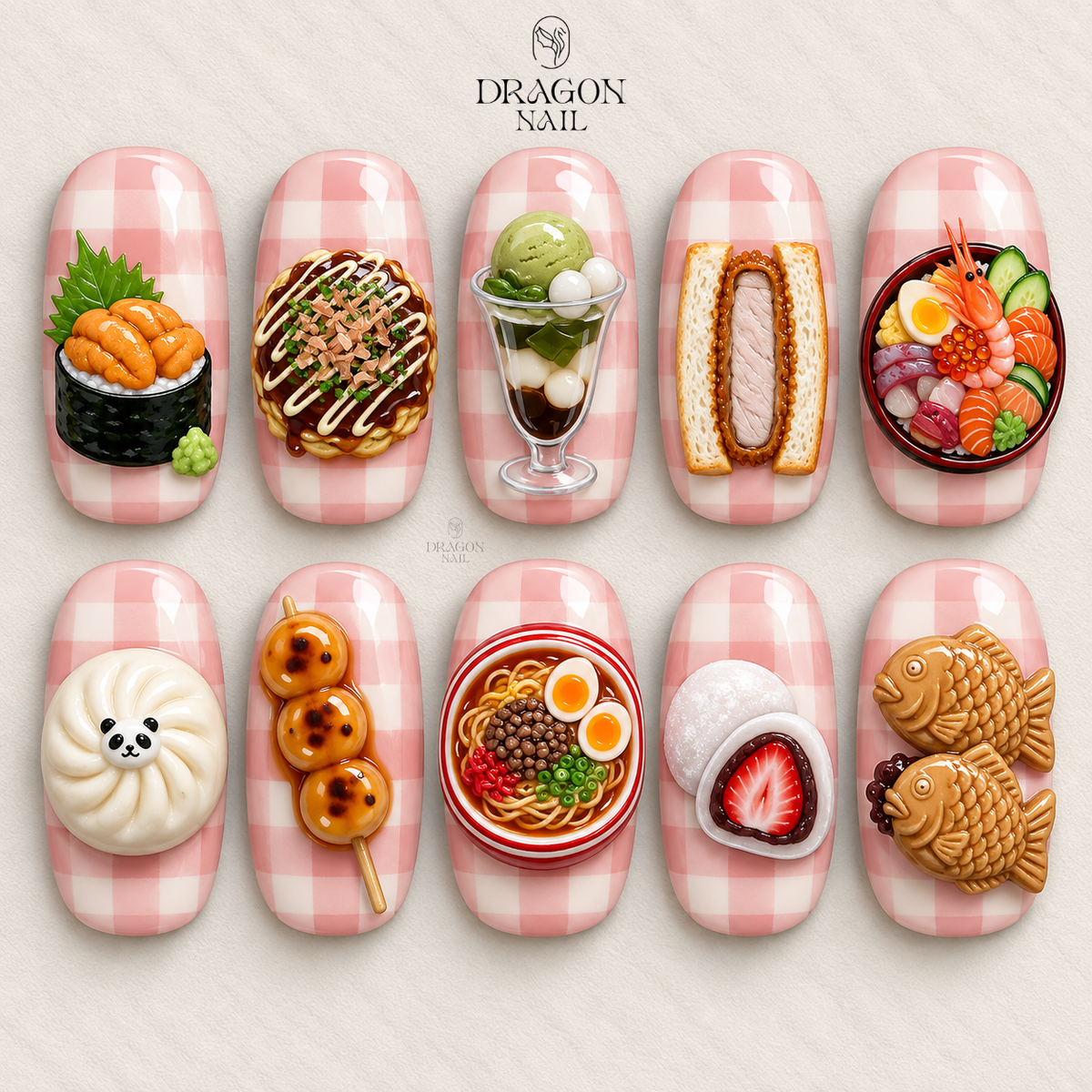 Cute 3D Food Delight Press On Nails