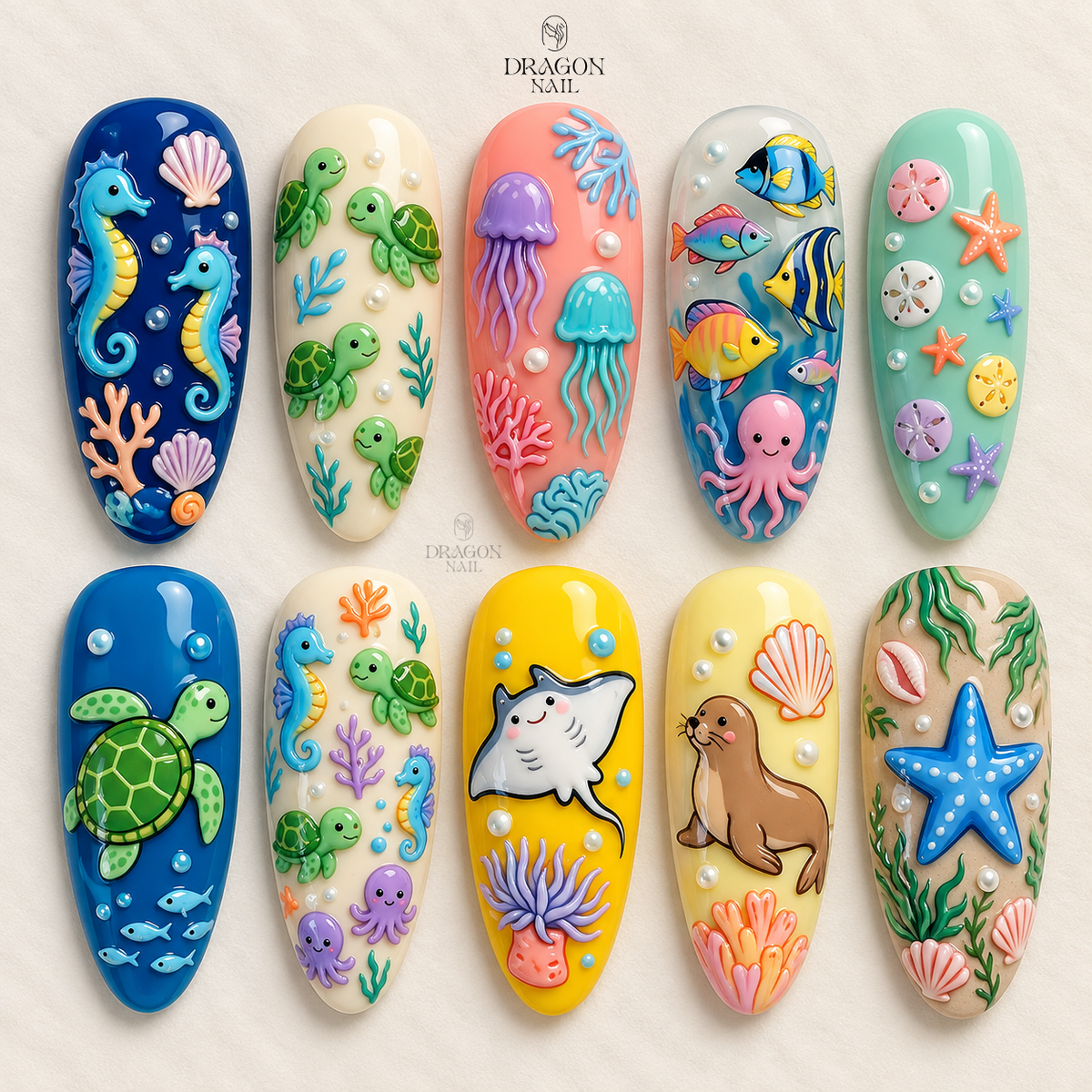 Cute Coastal Adventure Press On Nails