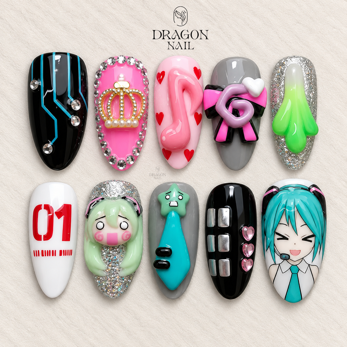 Cyber Aqua Futuristic Press On Nails