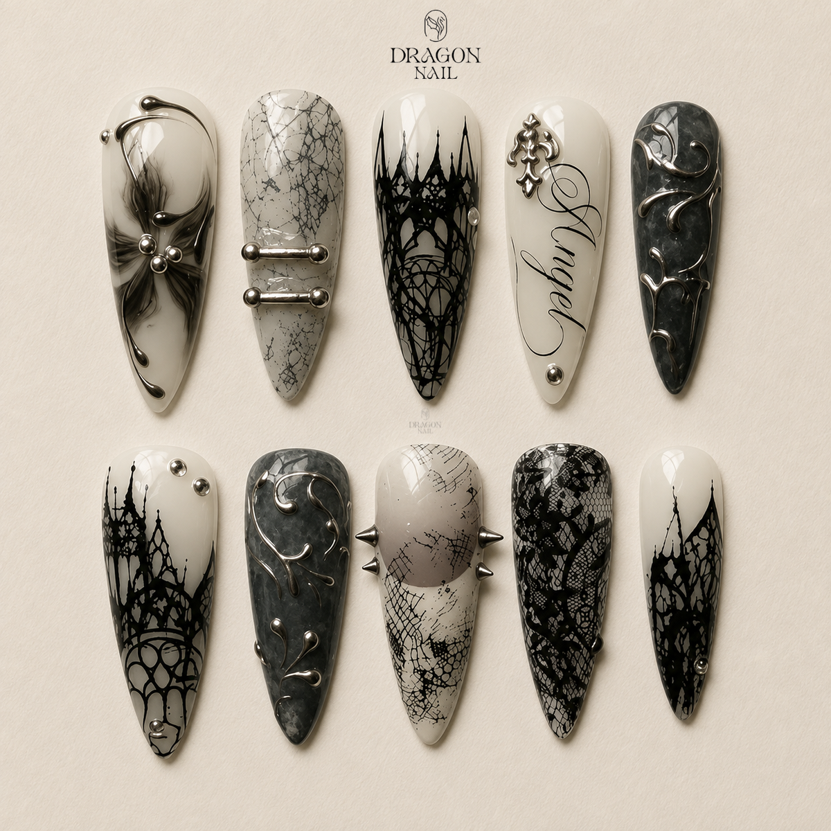 Cyber Grunge Metallic Press On Nails