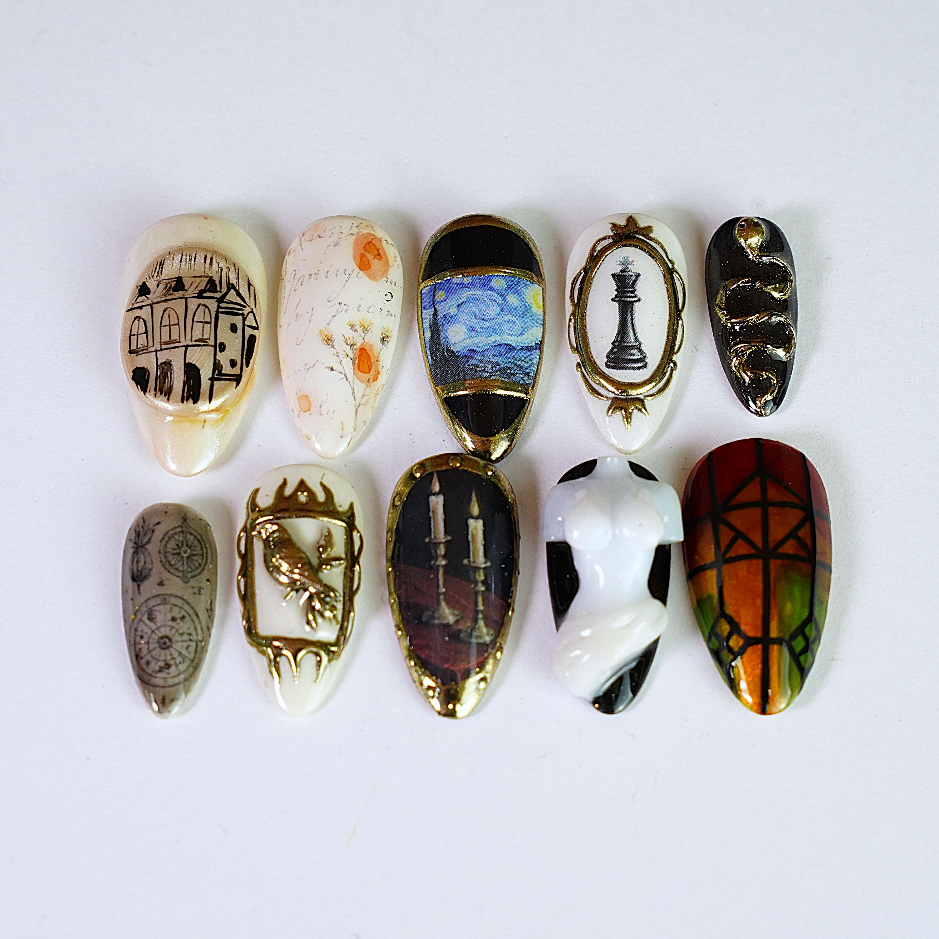 Dark Academia Gold Scarab Ornate Vintage Press On Nails