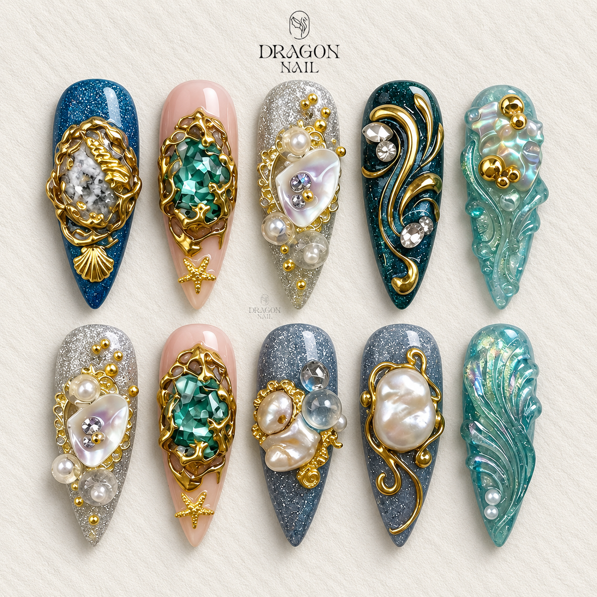 Luxury Pearl Coastal Press On Nails
