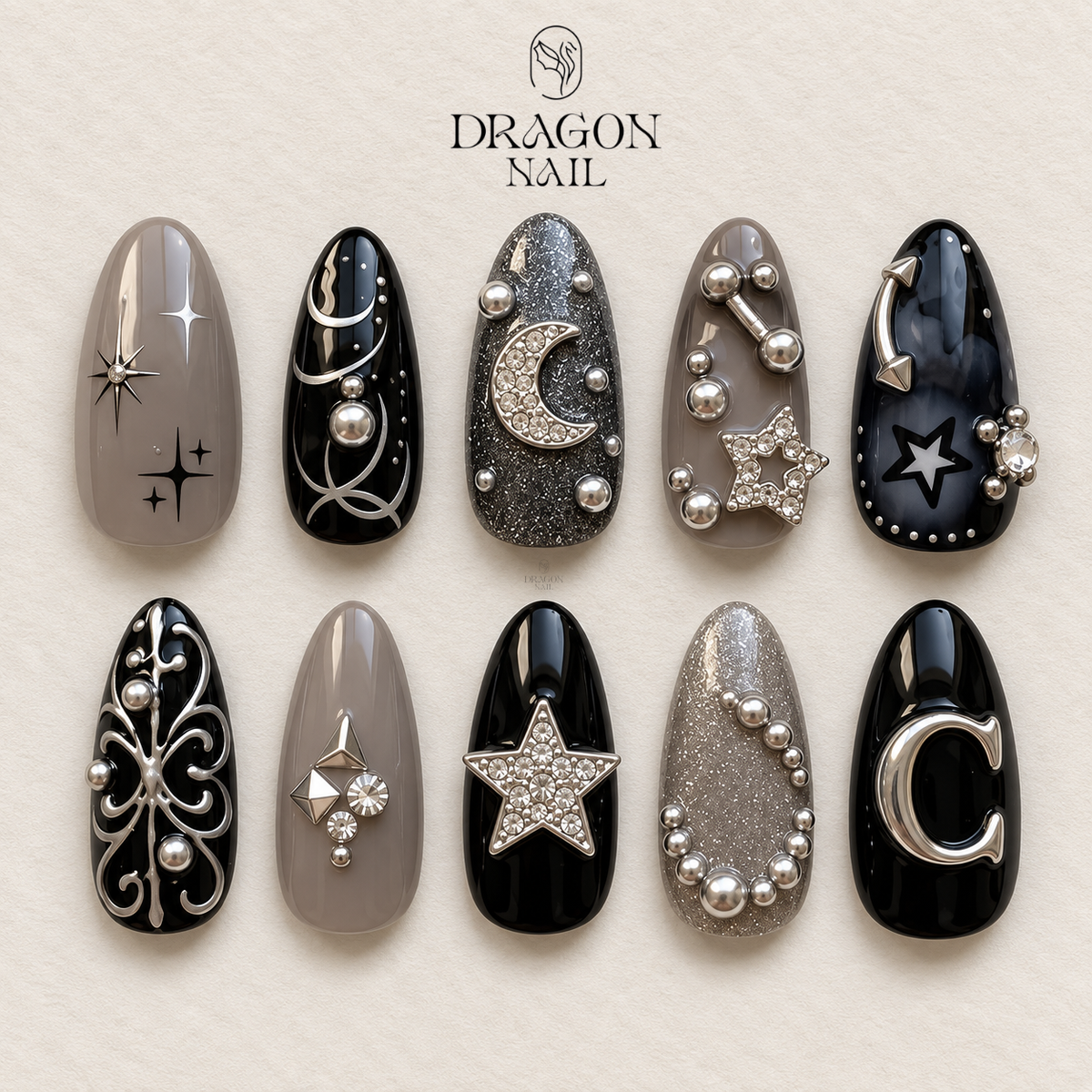 Dark Rose Gothic Glam Press On Nails