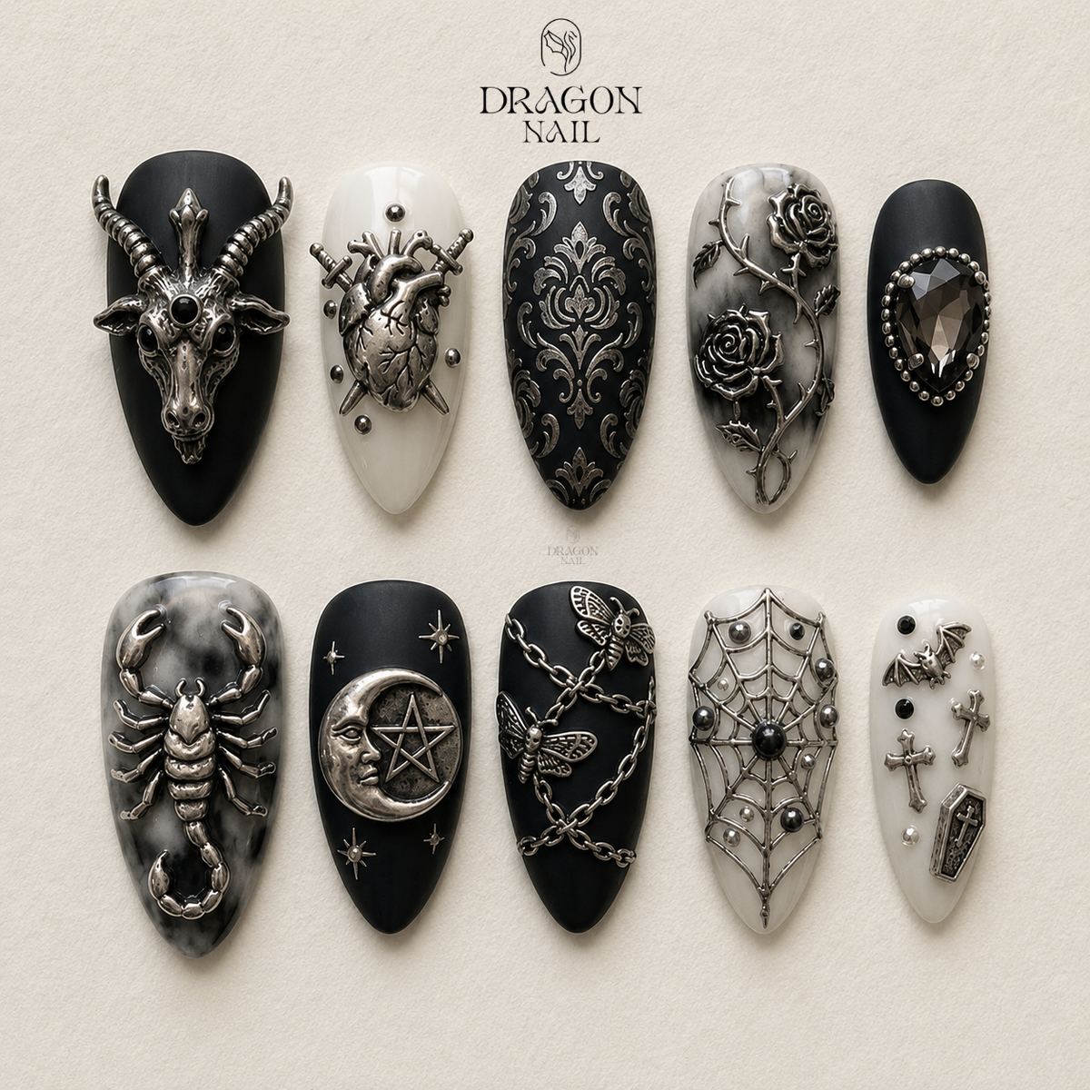 Dark Academia Vintage Press On Nails